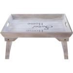 elbmöbel Tabletttisch Betttablett mit Fuß (FALSCH), Tabletttisch: Ablage 48x26x32 cm grau Landhausstil Home sweet Home