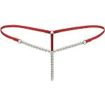 Rote Elegante G-Strings mit Perlen für Damen Einheitsgröße 