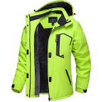 TACVASEN Damen Übergangsjacke Warm Winterjacke Gefüttert Wanderjacke Ski Jacket mit Wasserdichtem Reißverschluss, Neongrün, S