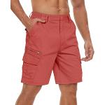 Reduzierte Rote Atmungsaktive Cargo-Shorts mit Klettverschluss aus Baumwolle für Herren für den für den Sommer 