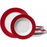 Ritzenhoff & Breker Tafelservice Doppio weißes Porzellan mit rotem Rand - achtteilig, Tafelgeschirr