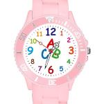 Pinke Taffstyle Quarz Kinderarmbanduhren aus Silikon mit Analog-Zifferblatt mit Türkis mit Kunststoff-Uhrenglas mit Silikonarmband zum Sport 