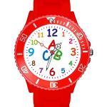 Rote Taffstyle Quarz Kinderarmbanduhren aus Silikon mit Analog-Zifferblatt mit Türkis mit Kunststoff-Uhrenglas mit Silikonarmband zum Sport 