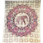 Tagesdecke Elefant im Lotuskreis Überwurf aus Baumwolle indische Decke Vorhang 230 x 210 cm