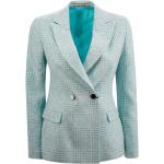 Reduzierte Blaue Tagliatore Tweedblazer mit Schulterpolstern aus Tweed für Damen Größe L 