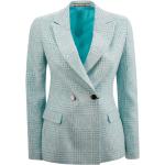 Reduzierte Blaue Tagliatore Tweedblazer mit Schulterpolstern aus Tweed für Damen Größe XS 