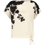 Reduzierte Cremefarbene Blumenmuster Kurzärmelige Taifun Nachhaltige Blusenshirts & Schlusen aus Viskose für Damen Größe M 