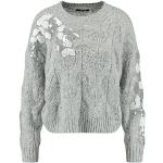 Reduzierte Silberne Unifarbene Langärmelige Taifun Zopfpullover aus Wolle für Damen Größe L 