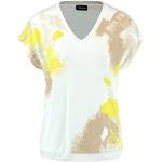 Offwhitefarbene Kurzärmelige Taifun Nachhaltige V-Ausschnitt T-Shirts aus Jersey für Damen Größe XS 