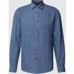 Blaue Unifarbene McNeal Kentkragen Hemden mit Kent-Kragen aus Leinen für Herren Größe M 