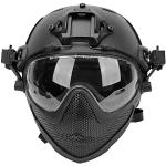 Taktischer Airsoft PJ Helm F22 mit Abnehmbarer Maske und Schutzbrille, Vollgesichtsschutzhelm Helm