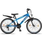 Talson 24 Zoll Mountainbike Fahrrad MIT 21-Gang Shimano, Gabelfederung & Beleuchtung Blau