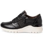 Reduzierte Schwarze Elegante Tamaris Low Sneaker in Breitweite aus Leder mit herausnehmbarem Fußbett für Damen Größe 38 