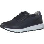 Black Friday Angebote - Marineblaue Tamaris Low Sneaker in Breitweite aus Leder für Damen Größe 39 