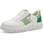 Reduzierte Grüne Tamaris Low Sneaker mit Schnürsenkel in Breitweite aus Leder orthopädisch für Damen Größe 41 