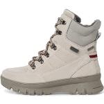 Reduzierte Hellgraue Tamaris Plateauabsatz Low Sneaker mit Schnürsenkel in Breitweite aus Leder Gefüttert für Damen Größe 37 für den für den Winter 