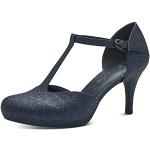 Reduzierte Marineblaue Tamaris Vegane Pfennigabsatz High Heels & Stiletto-Pumps mit Riemchen für Damen Größe 39 