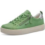 Reduzierte Grüne Tamaris Low Sneaker mit Reißverschluss in Breitweite aus Leder für Damen Größe 37 