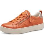 Orange Tamaris Low Sneaker mit Reißverschluss in Breitweite aus Leder für Damen Größe 41 