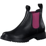 Tamaris Damen Ankle Boots, Frauen Stiefeletten,TOUCHit-Fußbett,uebergangsschuhe,uebergangsstiefel,flach,Boots,Stiefel,BLK LEA./Fuxia,39 EU