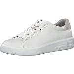 Reduzierte Weiße Tamaris Runde Low Sneaker mit Schnürsenkel in Breitweite aus Leder mit herausnehmbarem Fußbett für Damen Größe 40 