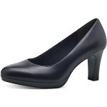 Reduzierte Marineblaue Tamaris Runde High Heels & Stiletto-Pumps in Breitweite aus Leder für Damen Größe 36 