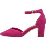 Reduzierte Pinke Tamaris Runde High Heels & Stiletto-Pumps mit Klettverschluss in Normalweite aus Leder für Damen Größe 38 