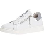 Weiße Tamaris Runde Low Sneaker mit Reißverschluss in Breitweite aus Leder für Damen Größe 41 