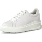 Weiße Tamaris Runde Low Sneaker mit Schnürsenkel in Breitweite aus Leder für Damen Größe 41 