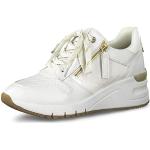 Weiße Tamaris Runde Keilabsatz Low Sneaker mit Reißverschluss in Normalweite aus Leder für Damen Größe 41 