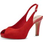 Reduzierte Rote Tamaris Runde Peep Toe Pumps aus Leder für Damen Größe 40 