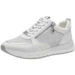 Reduzierte Weiße Tamaris Low Sneaker mit Schnürsenkel in Normalweite aus Textil mit herausnehmbarem Fußbett für Damen Größe 38 