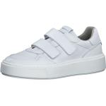 Weiße Slip-on Sneaker ohne Verschluss aus Leder mit herausnehmbarem Fußbett für Damen Größe 41 mit Absatzhöhe bis 3cm 