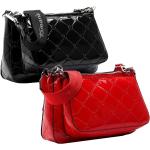 Rote Lack-Optik Damenschultertaschen & Damenshoulderbags mit Reißverschluss aus Lackleder 