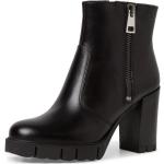 Reduzierte Schwarze Tamaris Runde Blockabsatz High Heel Stiefeletten & High Heel Boots mit Reißverschluss in Normalweite aus Leder für Damen Größe 36 