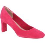 Pinke Unifarbene Tamaris Runde Blockabsatz Damenpumps in Normalweite aus Veloursleder mit herausnehmbarem Fußbett Größe 41 mit Absatzhöhe 5cm bis 7cm 