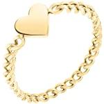 Goldene Tamaris Goldringe mit Herz-Motiv poliert aus Edelstahl für Damen Größe 52 
