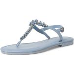 Reduzierte Hellblaue Tamaris Blockabsatz Sandalen mit Schnalle in Normalweite aus Leder leicht Größe 42 für den für den Sommer 