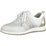 Weiße Tamaris Pure Relax Low Sneaker mit Schnürsenkel in Breitweite aus Leder für Damen mit Absatzhöhe bis 3cm 