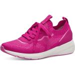 Pinke Tamaris Runde Slip-on Sneaker ohne Verschluss in Normalweite aus Textil mit herausnehmbarem Fußbett für Damen 