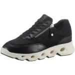 Schwarze Tamaris Low Sneaker mit Reißverschluss in Breitweite aus Leder mit herausnehmbarem Fußbett für Damen Größe 40 