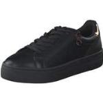 Schwarze Tamaris Low Sneaker mit Reißverschluss aus Leder für Damen Größe 41 