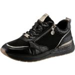 Schwarze Tamaris Low Sneaker mit Reißverschluss in Normalweite aus Textil mit herausnehmbarem Fußbett für Damen Größe 40 