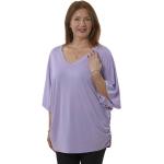 Reduzierte Lavendelfarbene V-Ausschnitt V-Shirts mit Lavendel-Motiv für Damen Einheitsgröße für den für den Sommer 
