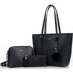 Reduzierte Schwarze Handtaschen Sets mit Reißverschluss mit Innentaschen für Damen für ab 12 Jahren für Partys 