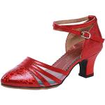 Rote Salsa Schuhe mit Riemchen in Breitweite aus Kunstleder rutschfest für Damen Größe 38 