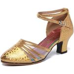 Goldene Salsa Schuhe mit Riemchen aus Kunstleder rutschfest für Damen Größe 40 