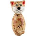 Beige Landhausstil 17 cm Katzenfiguren für den Garten mit Tiermotiv glänzend aus Keramik frostfest 