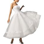 Elfenbeinfarbene Vintage Brautkleider A-Linie aus Tüll für Damen Größe M 