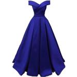 Royalblaue Maxi Schulterfreie Lange Abendkleider aus Satin Handwäsche für Damen Größe M für Partys für den für den Winter 